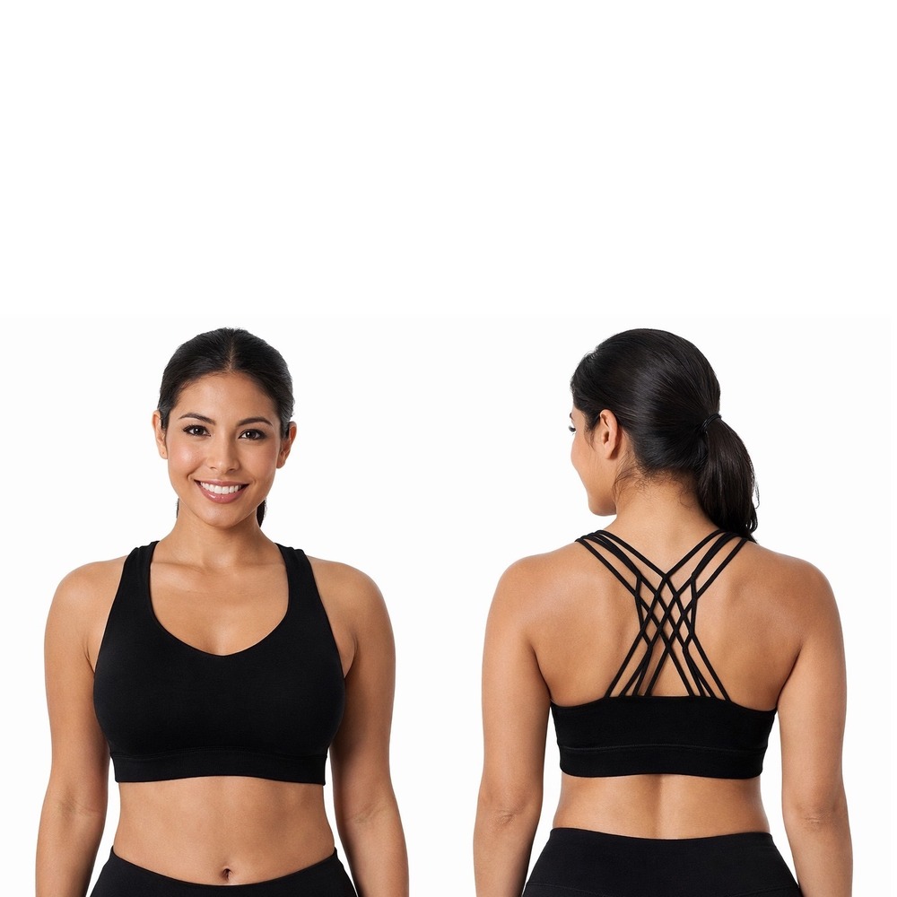 Morera Seamless Activewear Sports Bra Black Caged Strappy Back S Gym Chic 104-41